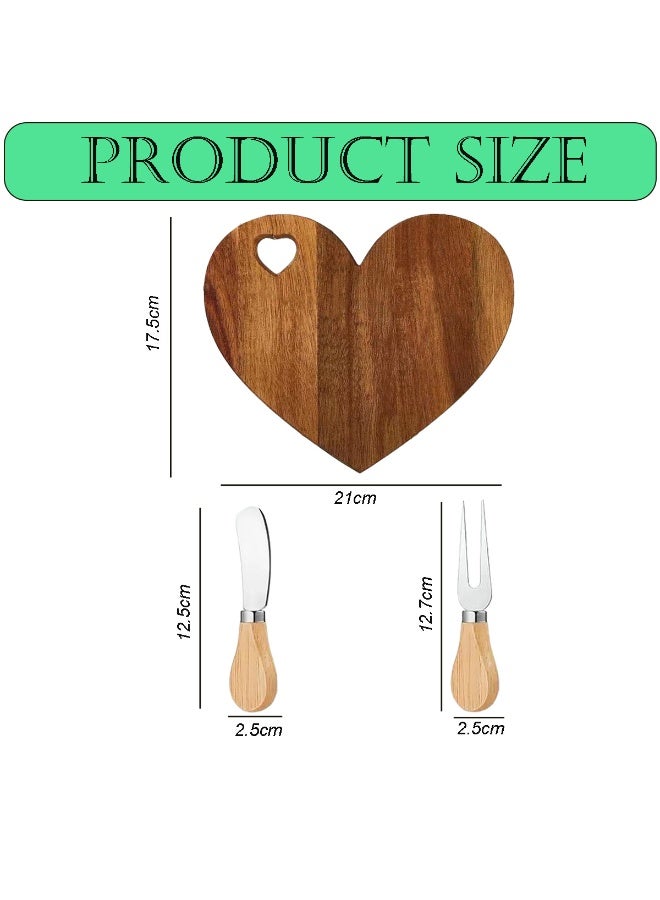 Home Smart Acacia Wood Cheese Board Heart Shaped cheese board with Utensils and Gift Packing Ideal for Food Serving and Perfect addition in your Kitchen. - Image 2